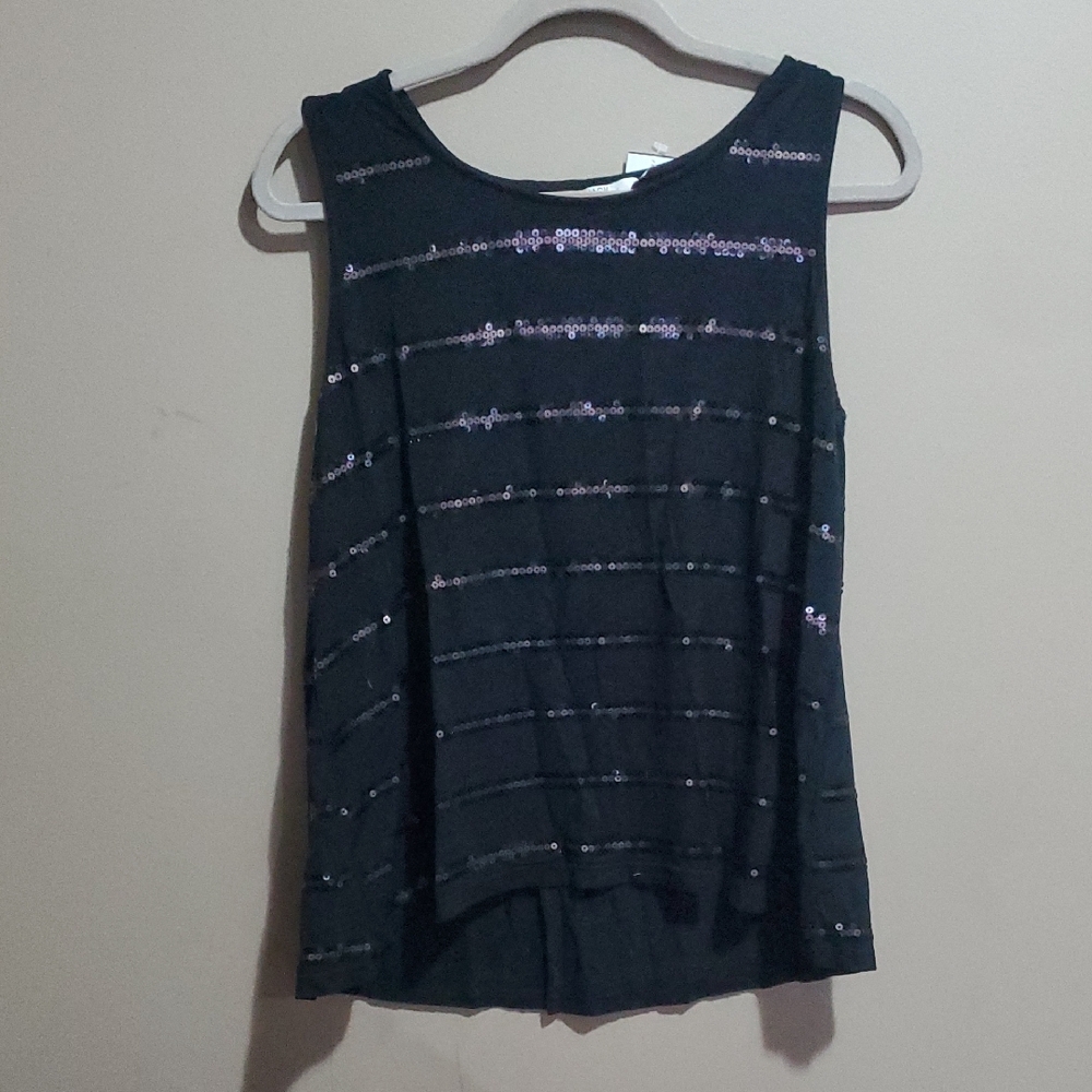 Jack by BB Dakota Black Sequin Tank Top Size Large